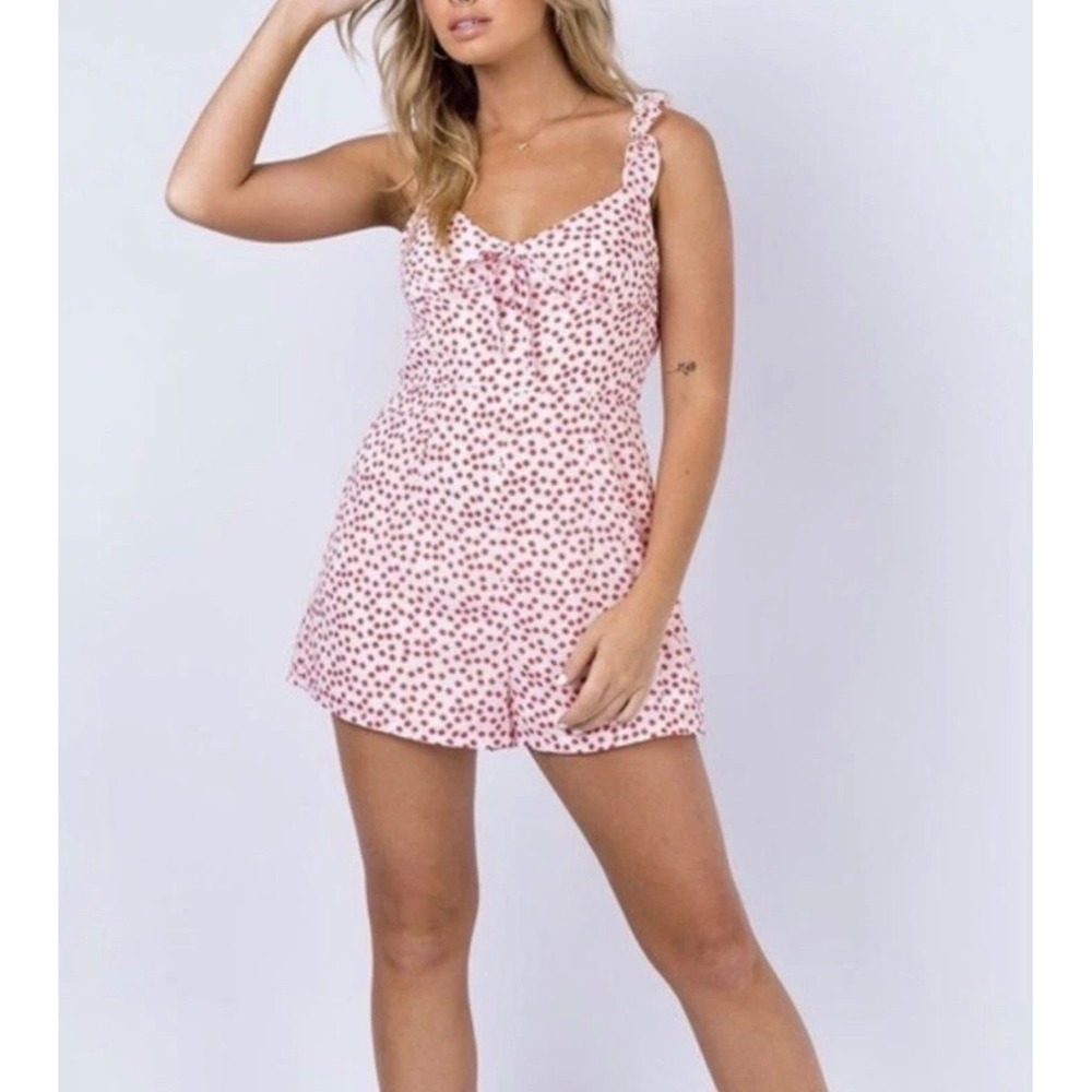 Princess Polly Denya Playsuit‎ Romper US 8 Floral Red White Pinup Retro Coquette